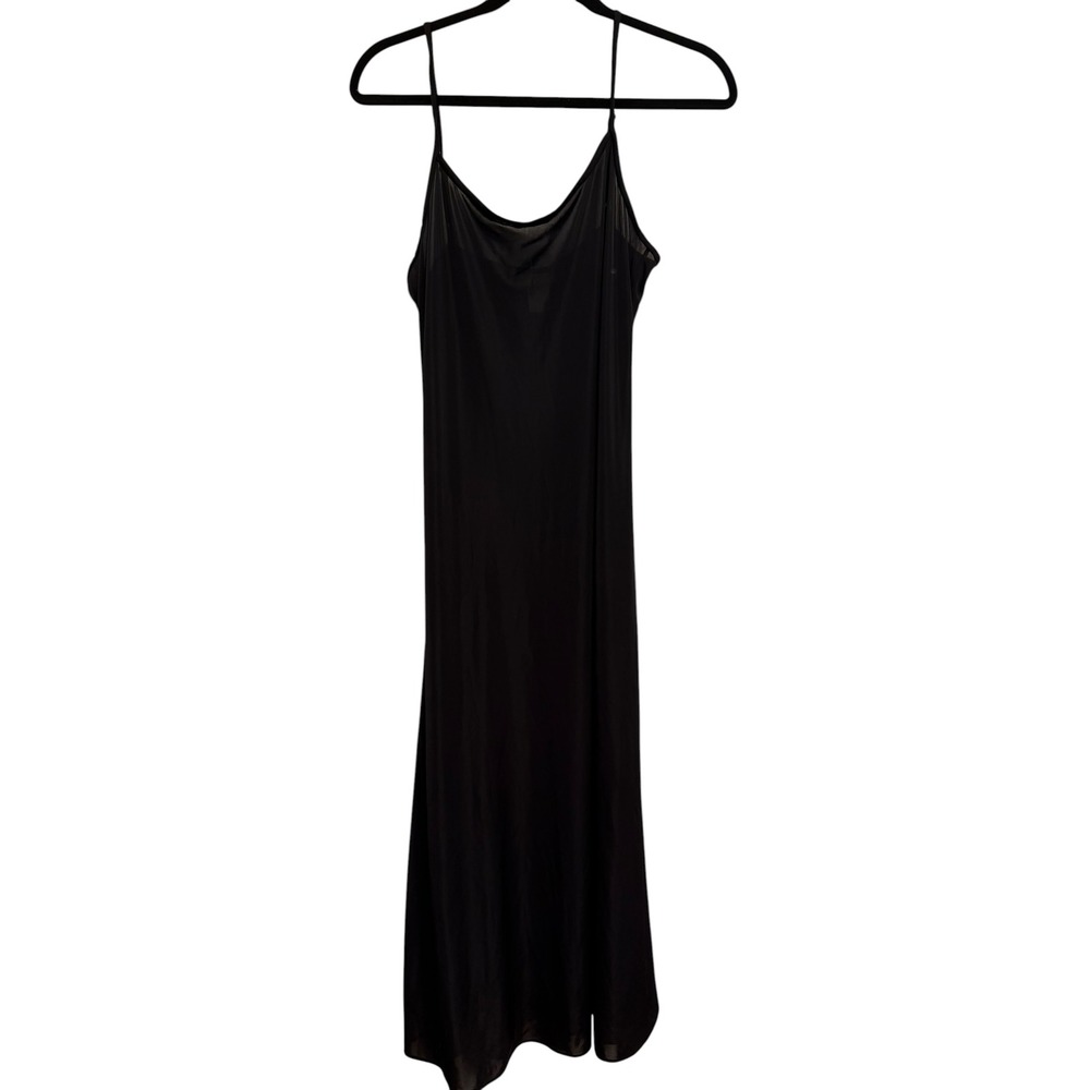 Natori Black Long Slip Dress Adjustable Spaghetti Straps Small Nightgown Chemise